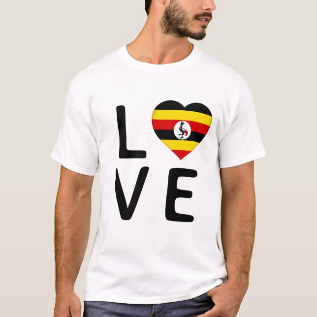 Liebe - Flagge Ugandas T-Shirt (Vorderseite)