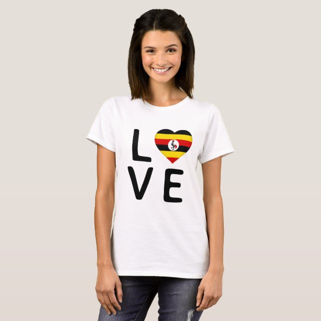 Liebe - Flagge Ugandas T-Shirt (Vorne ganz)