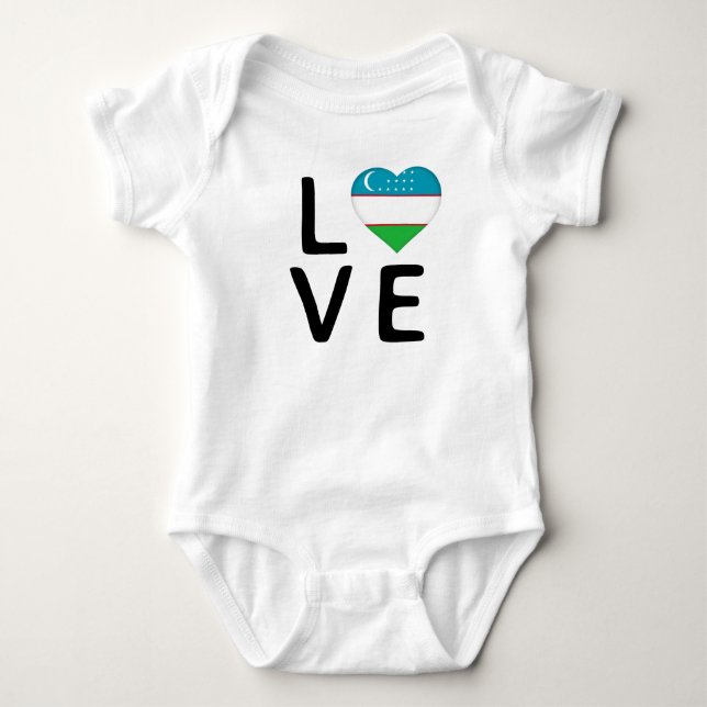 Liebe - Flagge Usbekistans Baby Strampler (Vorderseite)