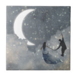 Liebe Fliese<br><div class="desc">Celestial Liebe I von Victoria Borges. Es gibt zwei Individuen,  die zwischen Mond und Sternen schwingen.</div>