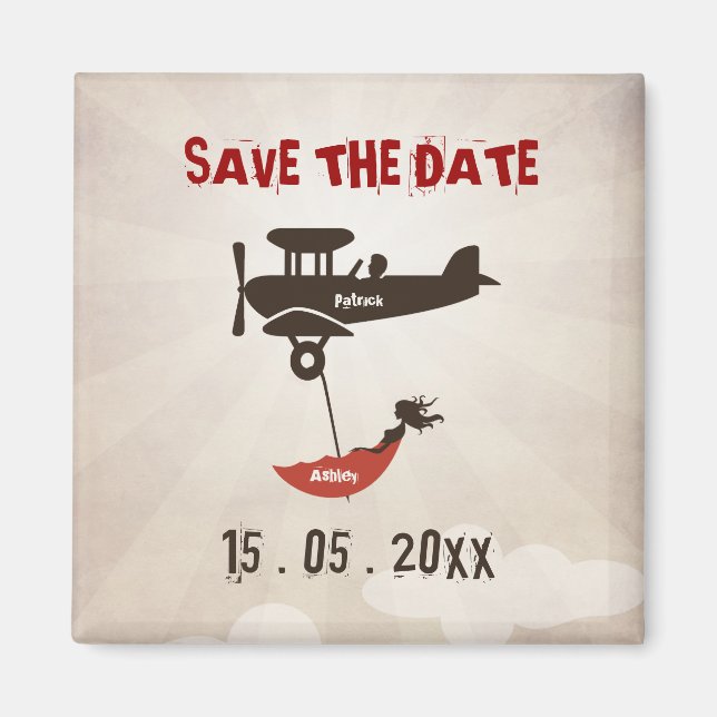 LIEBE FLIGHT Wedding Save the Date Magnet (Vorne)