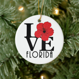LIEBE Florida Red Hibiscusq Keramik Ornament