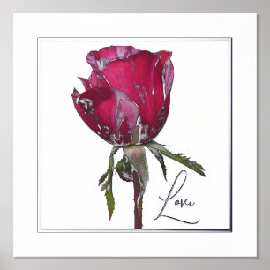 Liebe Foil Akzente Rote Rose Print Poster