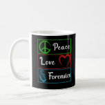 Liebe Forensic Science DNA Ermittler Kaffeetasse<br><div class="desc">Liebe forensische Wissenschaft DNA-Ermittler. Forensische Wissenschaftskriminologie-Ermittler.</div>