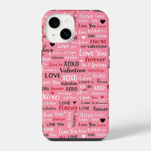 Liebe Forever - Valentinstag Typografie Muster iPhone 14 Hülle