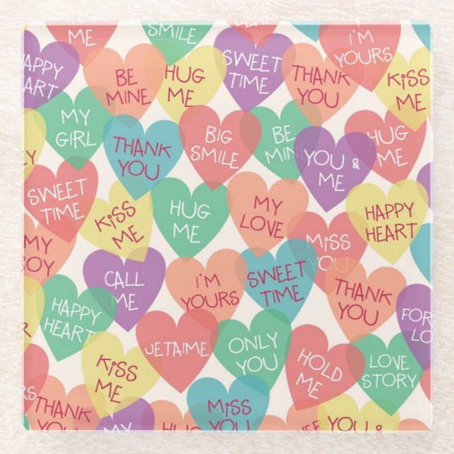 Liebe-Form-Hintergrund Glasuntersetzer (Vorderseite)