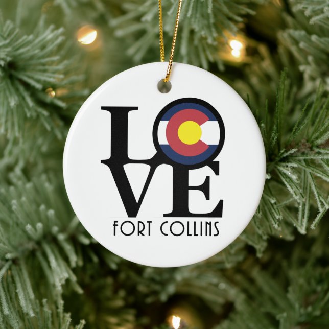 LIEBE Fort Collins Colorado Keramik Ornament (Baum)