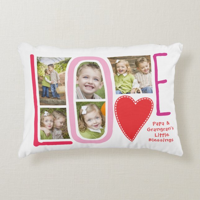 Liebe-Foto-Collagegrandkids-Kissen für Großmutter Dekokissen (Vorderseite)