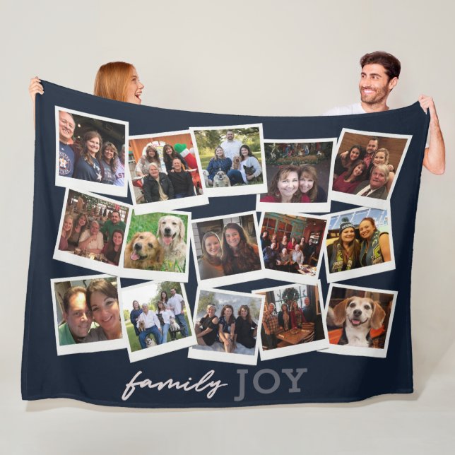 Liebe Foto Frame Collage Navy Custom Color Fleecedecke (Beispiel)