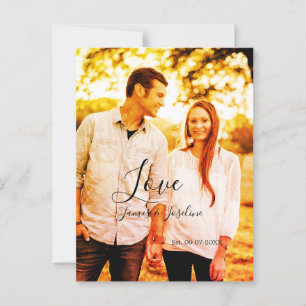 Liebe Foto fügen Sie Name est. Ehepaar Postkarte