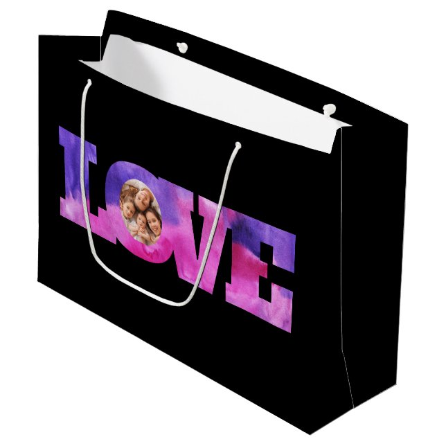 Liebe Foto Geschenktasche Große Geschenktüte (Vorderseite Schrägansicht)