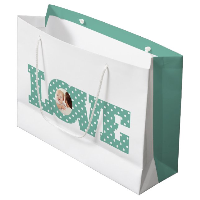 Liebe Foto Geschenktasche Große Geschenktüte (Vorderseite Schrägansicht)