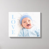 Liebe Foto Keepake Blue Typografy Leinwand