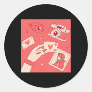 Liebe Fotografie Augen Kamera Digitale Kunst Illus Runder Aufkleber