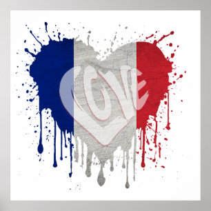 Liebe Frankreich Flagge Poster