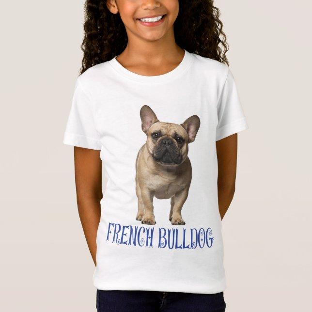 Liebe Französisch Bulldog Welpe Dog Blue Girls T-Shirt (Vorderseite)