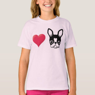 Liebe-französische Bulldogge/Schwarzes Bostons T-Shirt