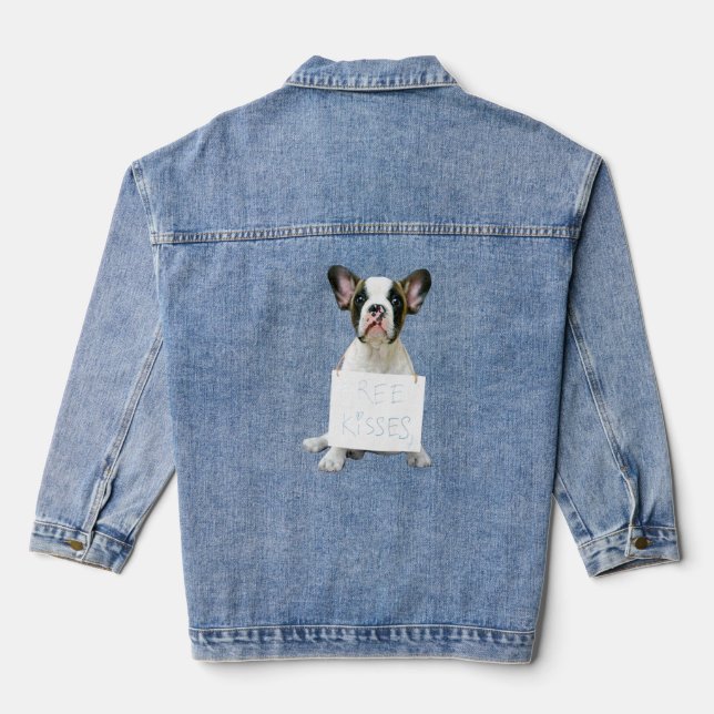 Liebe French Bulldog Frenchie Mama Vater Dog Puppy Jeansjacke (Rückseite)