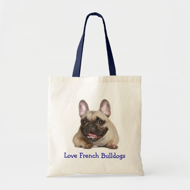 Liebe French Bulldog Welpe Hund Leinwand Tasche (Vorne)