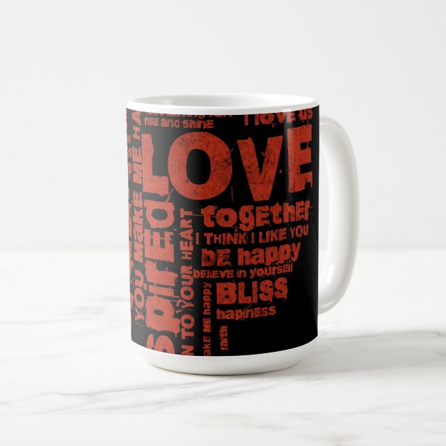Liebe Freude Inspiration Worte Valentinstag Kaffeetasse (VorderseiteRechts)