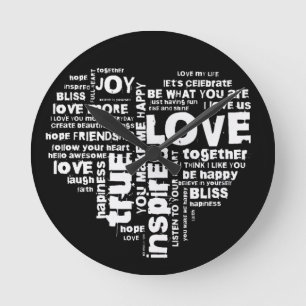 Liebe Freude Inspiration Worte Valentinstag Throw Runde Wanduhr