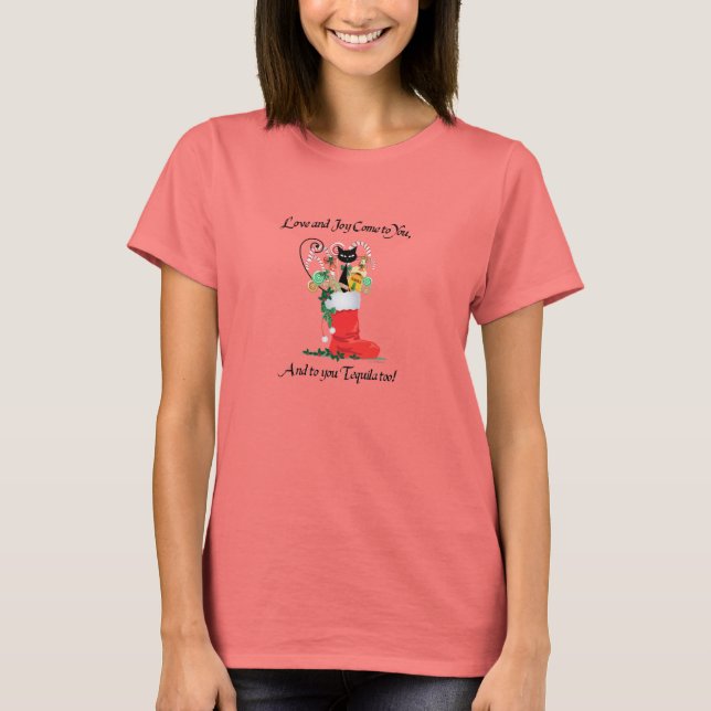 Liebe & Freude & Tequila KatONineTales Weihnachten T-Shirt (Vorderseite)