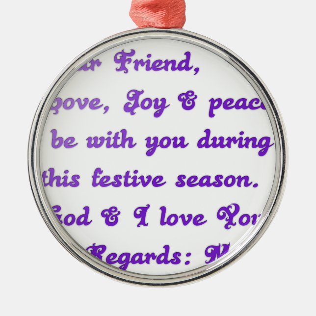 "Liebe Freunde" Feierliche Hochzeit Gruß Ornament Aus Metall (Vorne)
