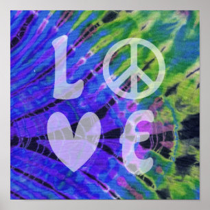 Liebe Frieden Abstrakt Peacock Blue Green Aquamari Poster