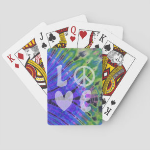 Liebe Frieden Abstrakt Pfau Blau Grün Teal Batik Spielkarten