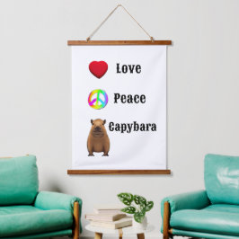 Liebe, Frieden, Capybara Mauer Art Wandteppich Mit Holzrahmen