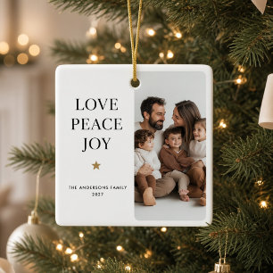 Liebe Frieden Freude Personalisiertes Familienfoto Keramikornament
