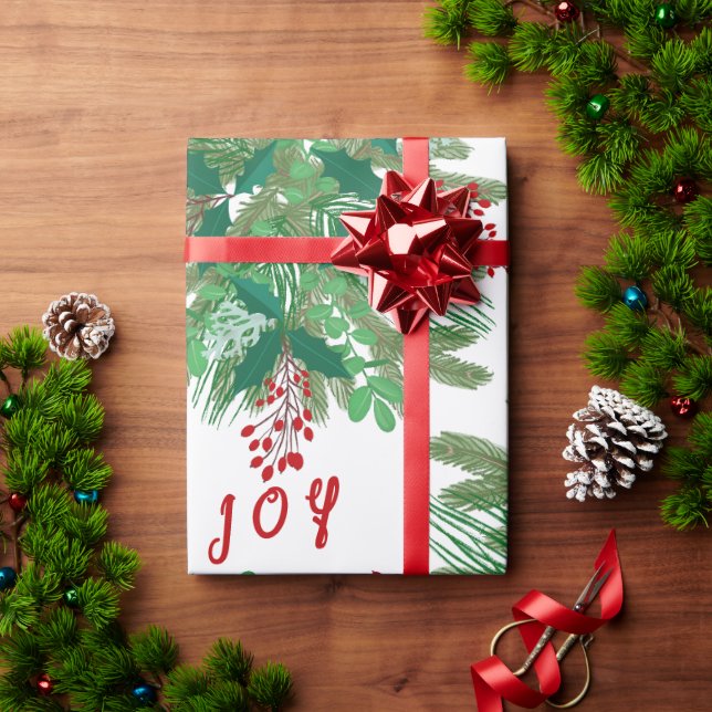 Liebe Frieden Freude Urlaubskranz grün rot Geschenkpapier (Feiertagsgeschenk)