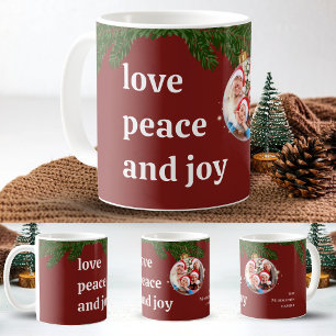 Liebe Frieden Freude Weihnachten Familie Foto Burg Kaffeetasse