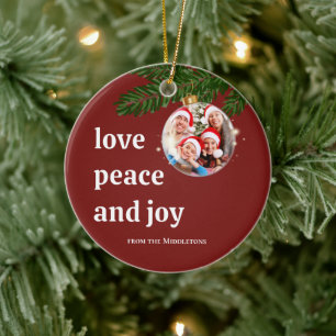 Liebe Frieden Freude Weihnachten Familie Foto Burg Keramik Ornament