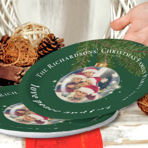 Liebe Frieden Freude Weihnachtsfeier Foto Waldgrün Pappteller