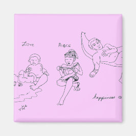 Liebe, Frieden, Glücksmagnet (pink) Magnet