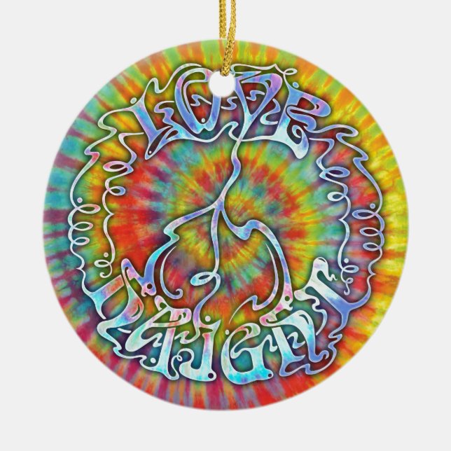 Liebe-Frieden Haight Keramik Ornament (Vorne)