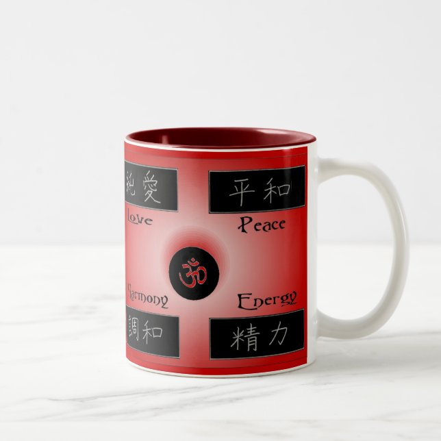 Liebe Frieden Harmonie Energie Kaffee Tasse (Rechts)