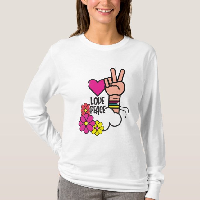 "Liebe Frieden Harmonie - Minimalistisch Boho Wass T-Shirt (Vorderseite)