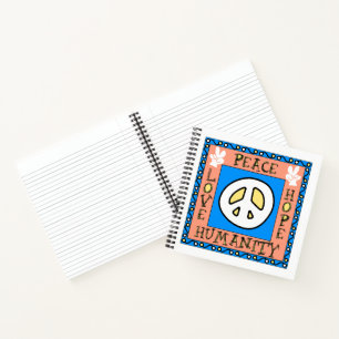 Liebe, Frieden, Hoffnung, Humanitäres Notebook Notizbuch