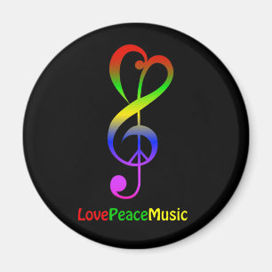 Liebe Frieden Musik Hippie Violinschlüssel Magnet