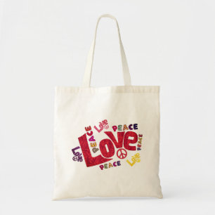 Liebe, Frieden, Typografie Tragetasche
