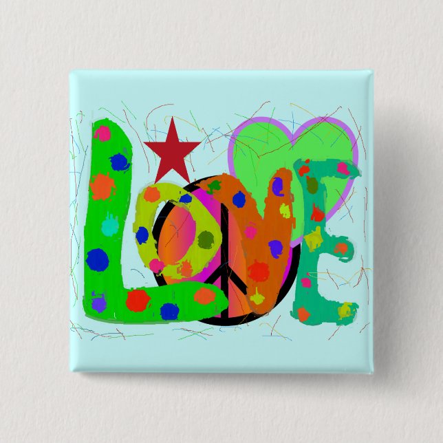 Liebe FRIEDEN u. Harmonie-T - Shirts und Geschenke Button (Vorderseite)