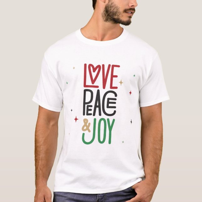 Liebe, Frieden und Freude an Weihnachten T-Shirt (Vorderseite)