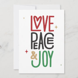 Liebe, Frieden und Freude Feiertagskarte