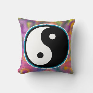 Liebe, Frieden und Gefärbte Krawatte Yin Yang Top  Kissen