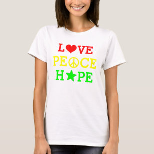 Liebe, Frieden und Hoffnung mehrfarbig T-Shirt