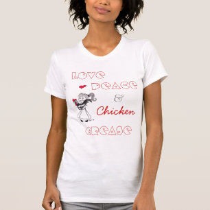Liebe, Frieden und Huhn-Fett T-Shirt