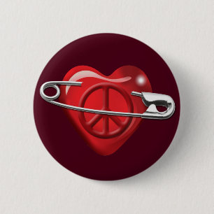 Liebe-Frieden und Sicherheit für alles rote Herz Button