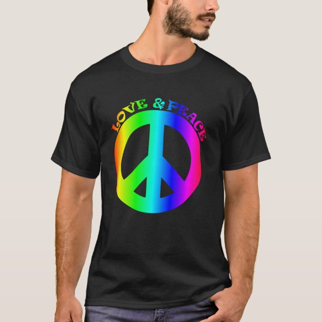 Liebe Friedensfreiheit 60er 70er Gefärbte Krawatte T-Shirt (Vorderseite)
